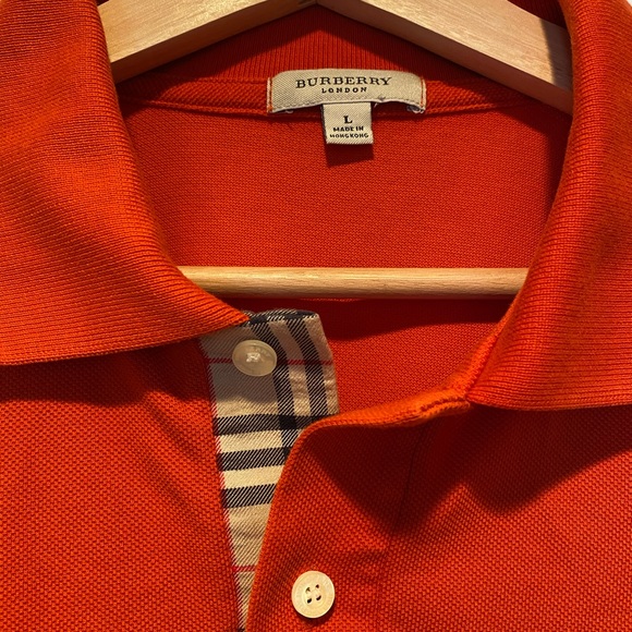 BURBERRY ORANGE EMBROIDERED LOGO POLO SHIRT Size L Classic Fit. - Picture 3 of 6